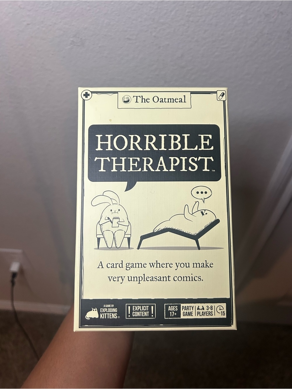 Exploding kittens, horrible therapist card game. 17+. Complete great condition.